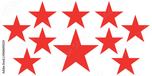 five star customer product review icon. red 5 star rating feedback for website, app, ui design.eps,10