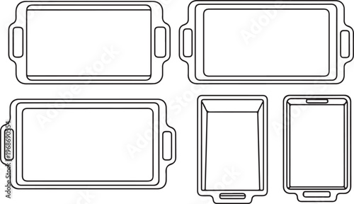 Collection of white cardboard shipping boxes with open and closed lids Vector
