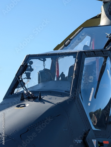 Military Helicopter Cockpit Canopy Blue Sky