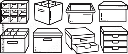 Various isometric views of safe designs with combination locks and drawers Vector