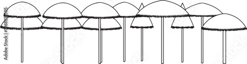 Traditional architectural drawing of a series of barrel vaulted structures Vector