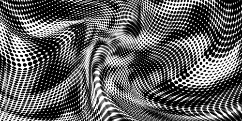 Dotted halftone texture background. Black and white pop art gradient overlay. Fading grunge gritty noise wallpaper. Weathered pixelated comic backdrop. Vector bitmap subtle vanishing surface