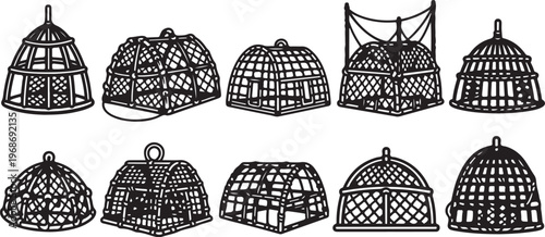 Traditional architectural styles from different regions displayed through house illustrations Vector