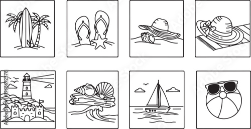 A collection of simple line drawings of various subjects and objects Vector