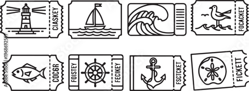 A collection of simple black and white sketches representing different objects Vector