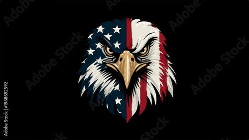 American eagle head, patriotic vector icon, USA flag colors, bald eagle illustration