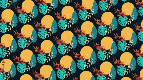 Tropical vibes seamless pattern looping animation
