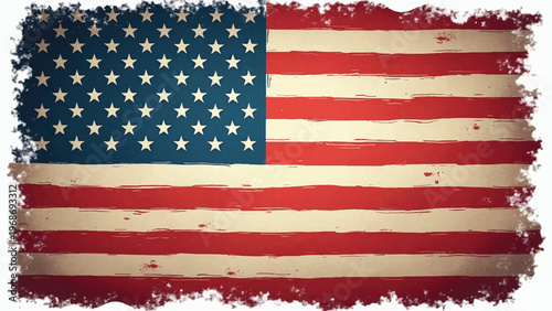 Vintage American Flag, Distressed USA Flag, Grungy Patriotic Symbol, Retro National Emblem