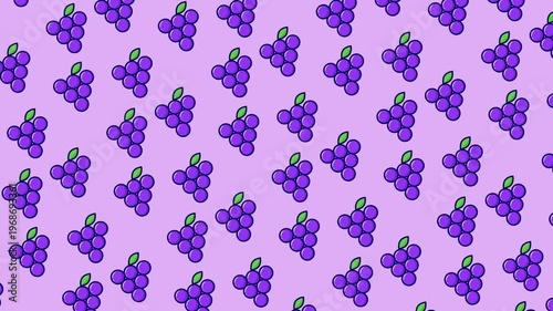 Grape seamless pattern looping animation
