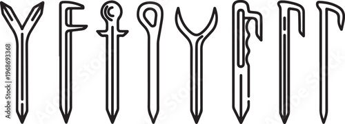 Ancient greek and etruscan style metal artifacts with decorative handles Vector