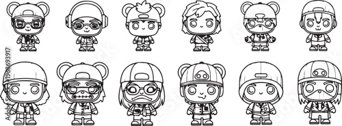 Diverse skull illustrations showcasing different facial expressions and designs Vector