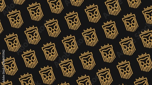 Gold lion king seamless pattern looping animation
