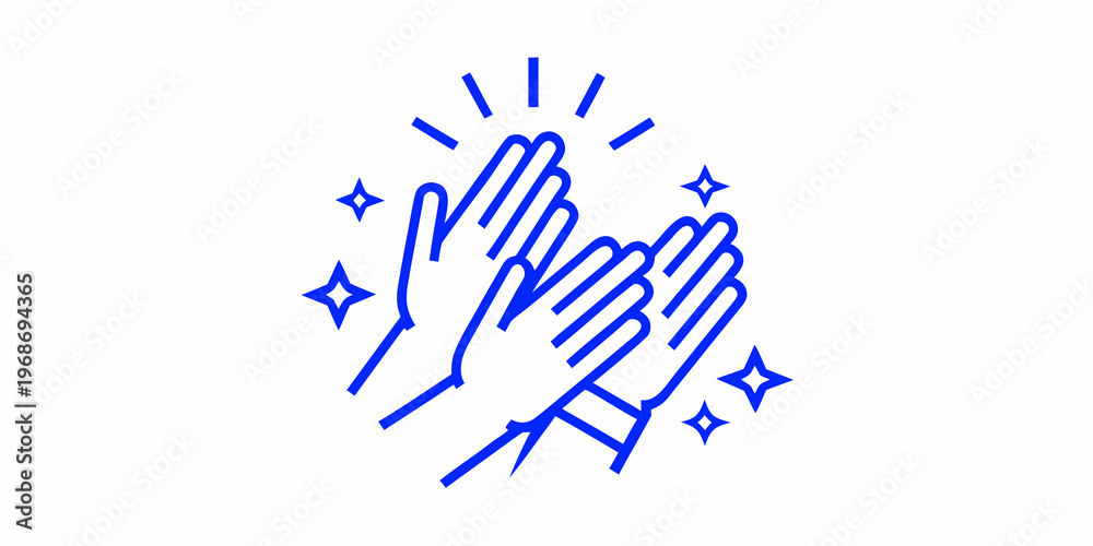 Fototapeta premium Two hands clapping together with sparkling stars around them
