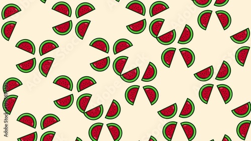 Watermelon seamless pattern looping animation

