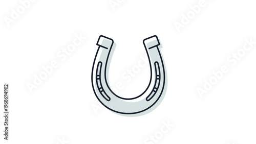 Simple and clean line icon of a classic horseshoe, representing good luck, equestrian themes, and traditional blacksmith craftsmanship.