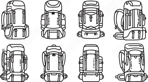 Collection of eight distinct and intricately designed outdoor faucets or hose bibs Vector
