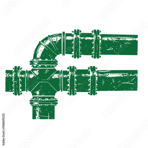 Green metal pipe fittings with bolts and joints green pipe