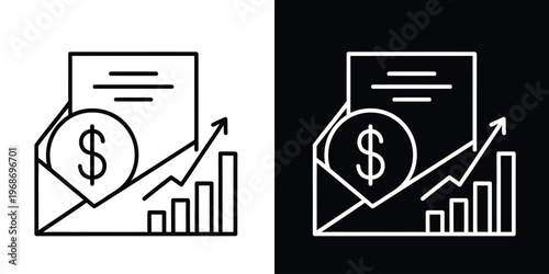Financial report icon growth revenue and investment analysis