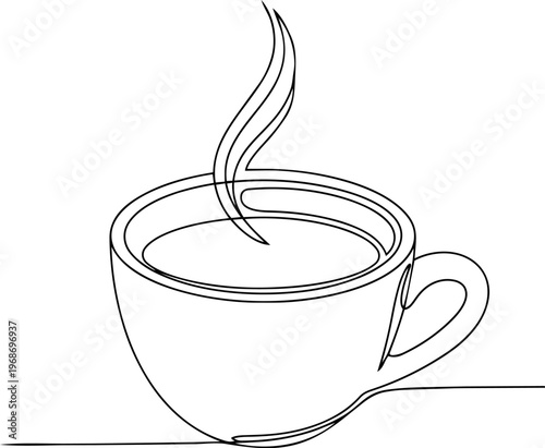 coffee and enjoying coffee moment  line art vector 