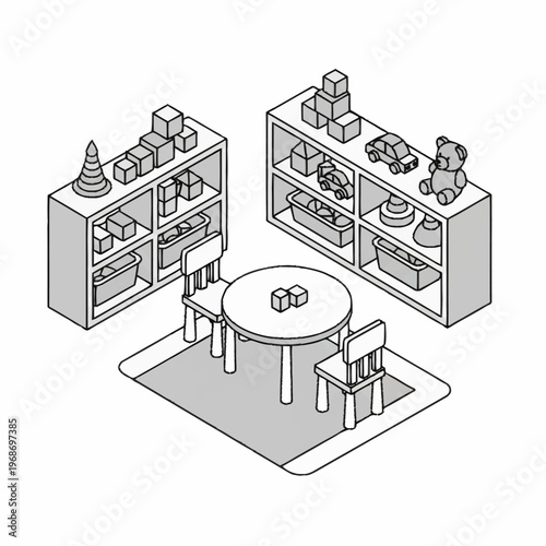 Tableau sur toile Childrens Playroom with Toys and Furniture.