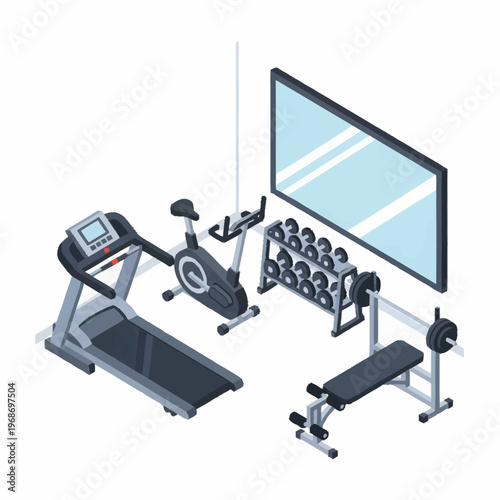 Home Gym Equipment Isometric Illustration.