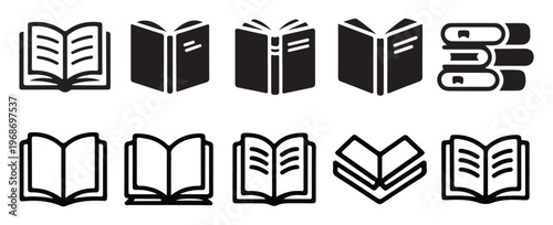 Minimalist open book symbols for study and learning. vector illustration eps 10