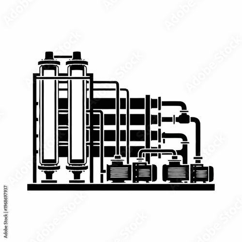 Industrial Water Treatment Plant Equipment Illustration.