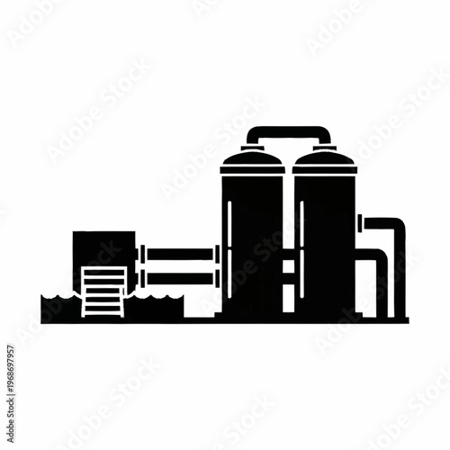 Industrial Water Treatment Plant Equipment Silhouette.