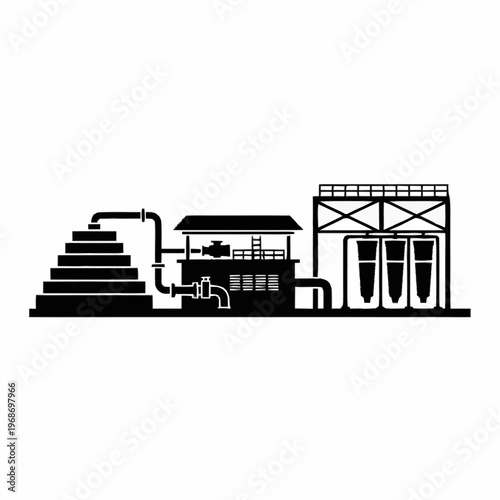 Industrial Water Treatment Plant Equipment Illustration.