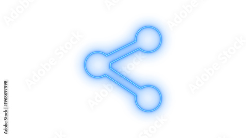 Cuadro en lienzo Blue glowing neon share icon, representing digital connectivity, social media sharing, network communication, and modern technology interface element, isolated on transparent background