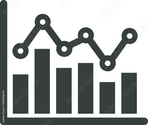  Bar chart with line graph showing data trends and fluctuations business analytics financial performance trends illustration.