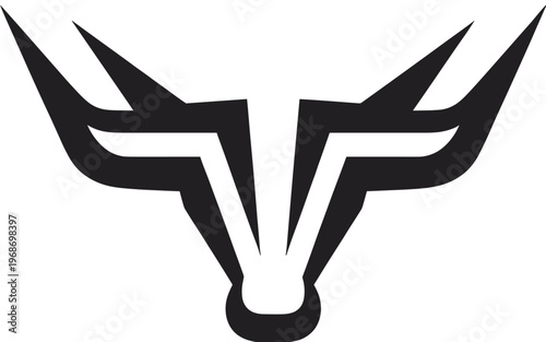 Black Stylized Bull Head Logo Design symbol animal