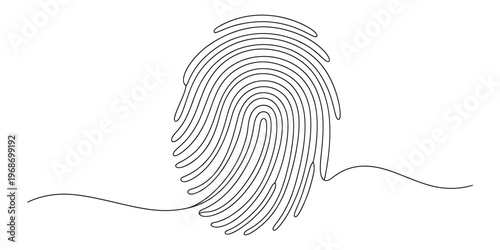 Minimalist Continuous Line Art Fingerprint Illustration