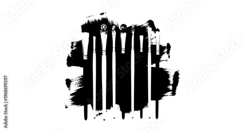 Brushes artistic abstract black and white graphic set with paint splash background... featuring art, brush strokes, creative with design and drawing