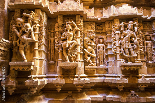 Jain temples and shrines of Jaisalmer Fort in Rajasthan, India.