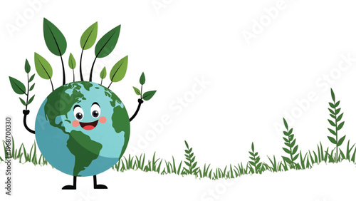Eco friendly globe, green planet, earth illustration, environmental symbol