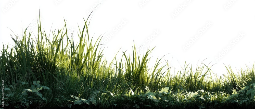 Fototapeta premium Green Grass Natural Light Scene silhouette vector illustration eps