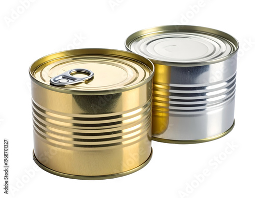 Two shiny metal cans, one gold, one silver, with pull tabs