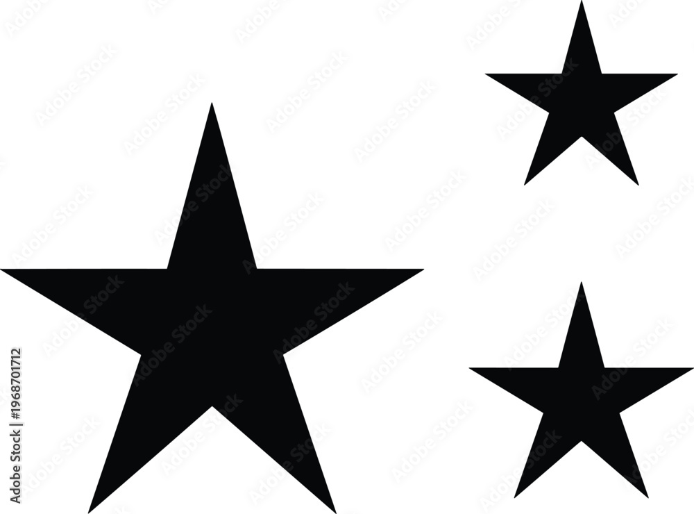 Obraz premium Three black stars on transparent background vector graphic simple illustration.