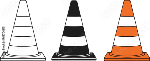 Traffic cone construction warning safety hazard sign cone symbol road work safety equipment.