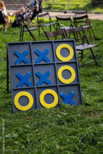 Outdoor Giant Tic-Tac-Toe Game on Grass