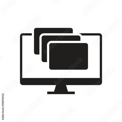 Multi windows icon on solid computer monitor screen