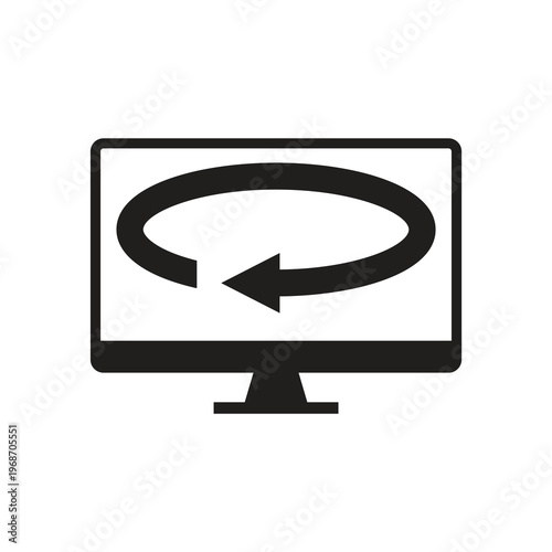 Refresh arrow icon on solid computer monitor screen