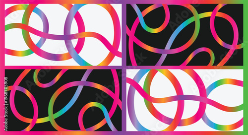 Abstract Color Lines Set. 3D Wave Shape Lines with Gradient. Background with Wave Rainbow Ribbons. Abstract Vector Background with Gradient Line Waves. Fun Dynamic Color Doodles. Vector Color Lines wi