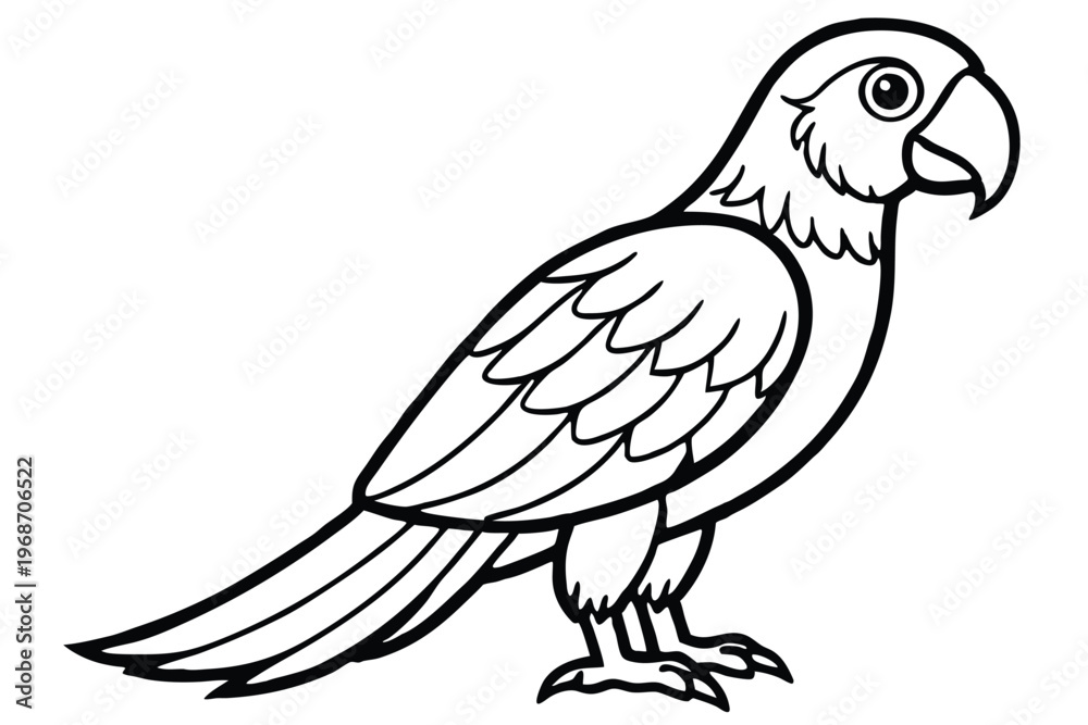 Obraz premium macaw bird silhouette line art vector illustration with a white background