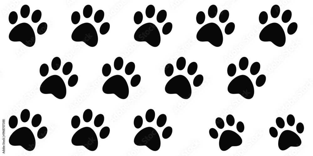 Fototapeta premium Easter Bunny Footprints Icon Vector Silhouette Set for Holiday Design