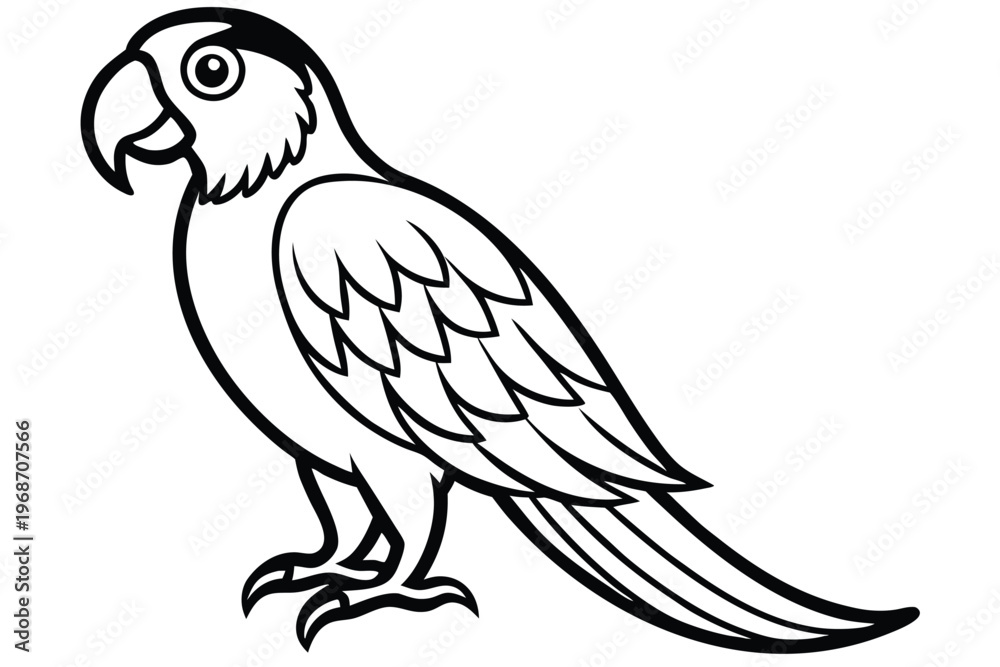 Fototapeta premium macaw bird silhouette line art vector illustration with a white background