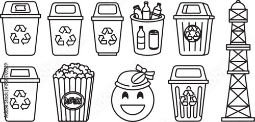 A collection of various food containers and storage items illustrated Vector