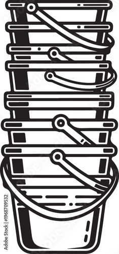 Step-by-step assembly of a stainless steel wire mesh cylinder container Vector