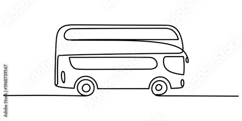 A single continuous line drawing of a double decker bus isolated on a plain white background area Vector, illustration